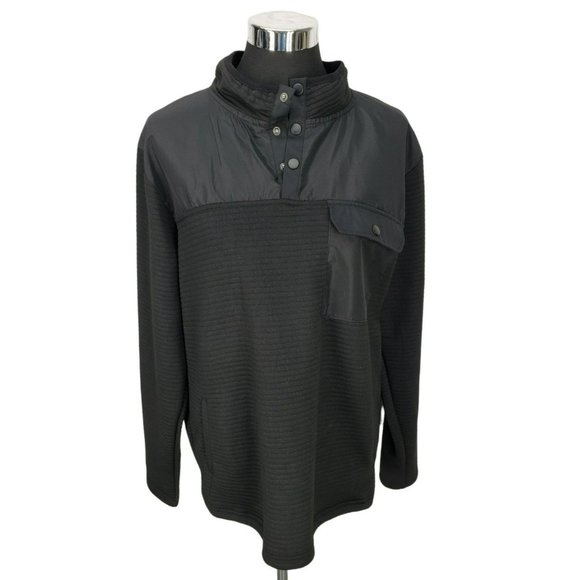 Nomad by Craft Flow Men's Black Pullover Jacket Fleece 1/4 Snap Up Sweater Large - Picture 1 of 13